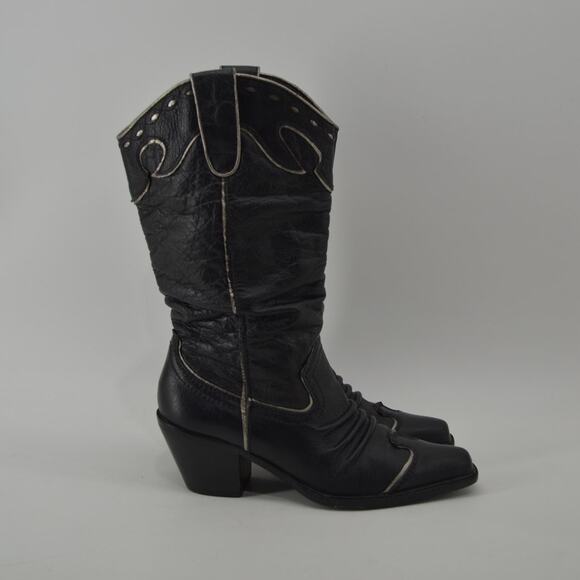 Very Volatile Leather Western Cowboy Boots Black Leather 7 - Picture 5 of 16